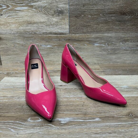 Zac Posen Arlene Pink Patent Leather Chunky Heel Pumps Women's Size 7 - Picture 6 of 8